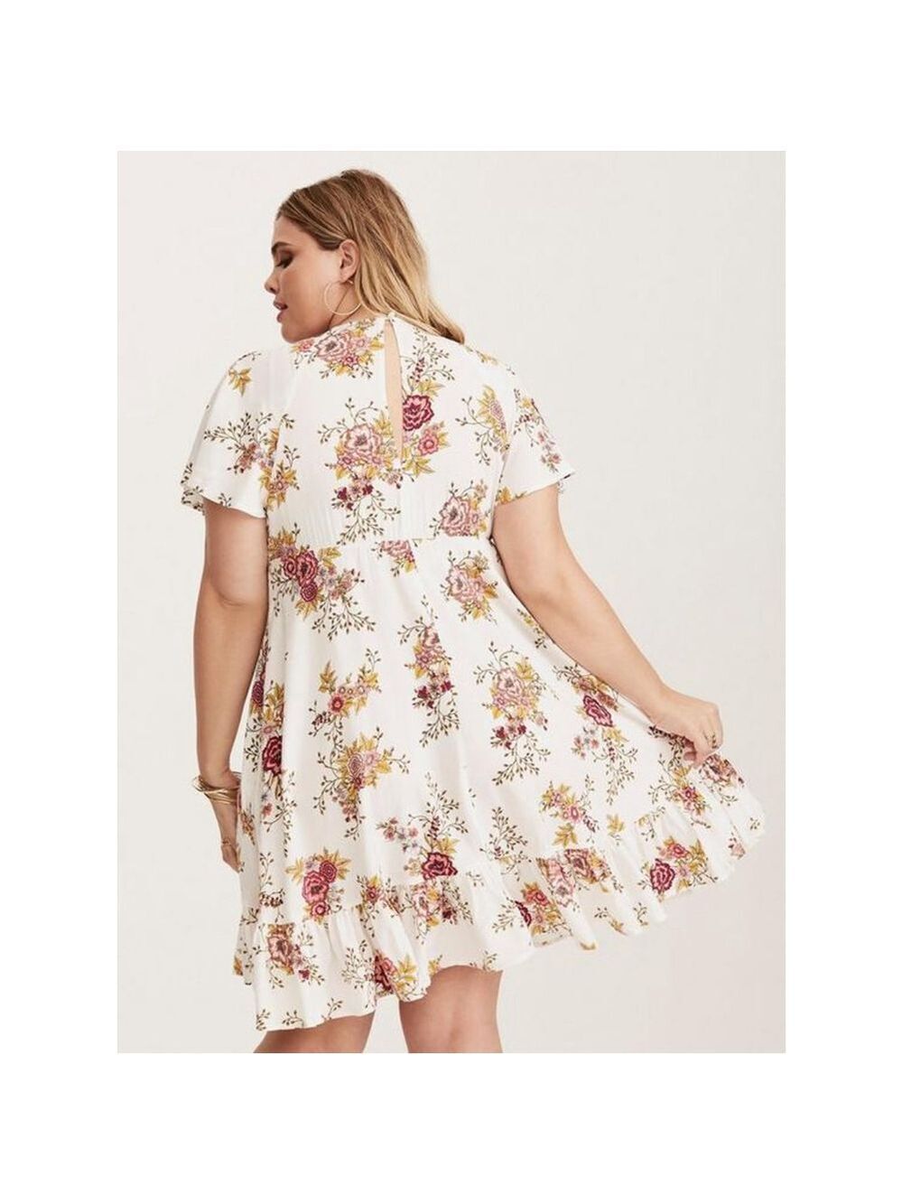 Torrid Multi-Color Floral Print Challis Caplet Skater Dress 2X - Picture 9 of 9